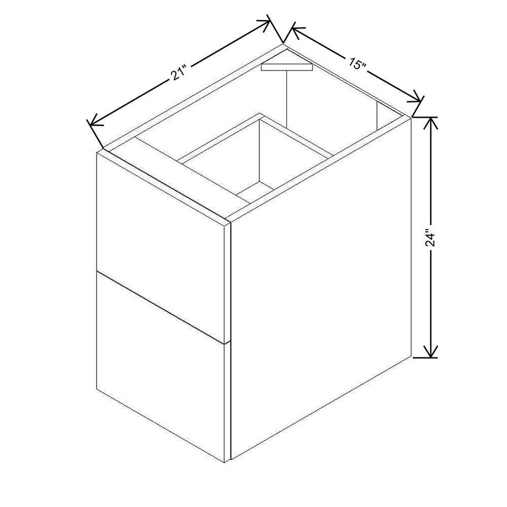 Modernform Cabinet Matte White 15" W X 24" H X 21" D Vanity Floating Drawers Cabinet